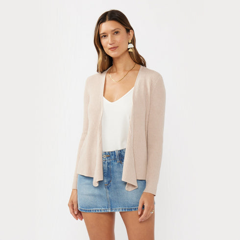 Waffle Knit Long Sleeve Wrap Cardigan